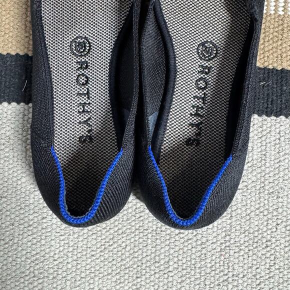 Rothy’s Shoe Women 7 The Flat Round Toe Black Comfort Slip On Knit Ballet Minima - Picture 7 of 8